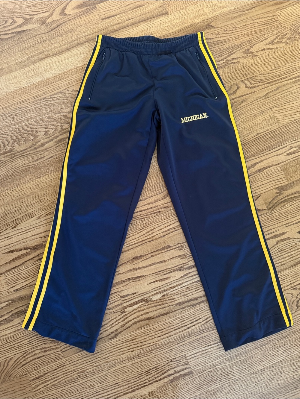 MICHIGAN Navy Track Pants with Yellow Side Stripes